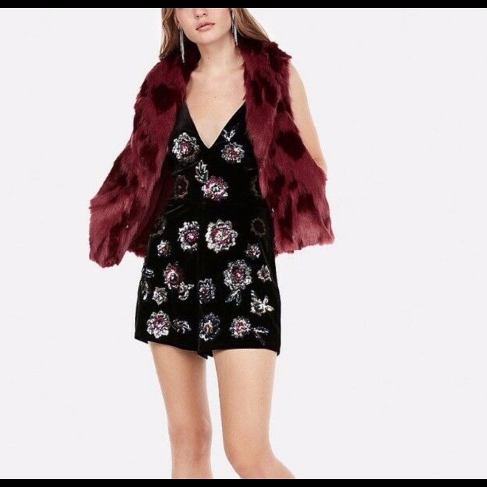 Express Velvet and Sequin Cami Romper